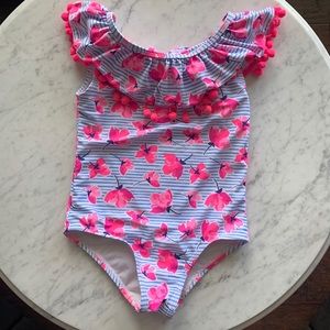 Nicole Miller girls pink floral swimsuit size 6